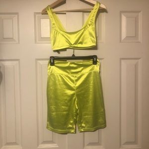 Urban Outfitters Neon Bike Short Set